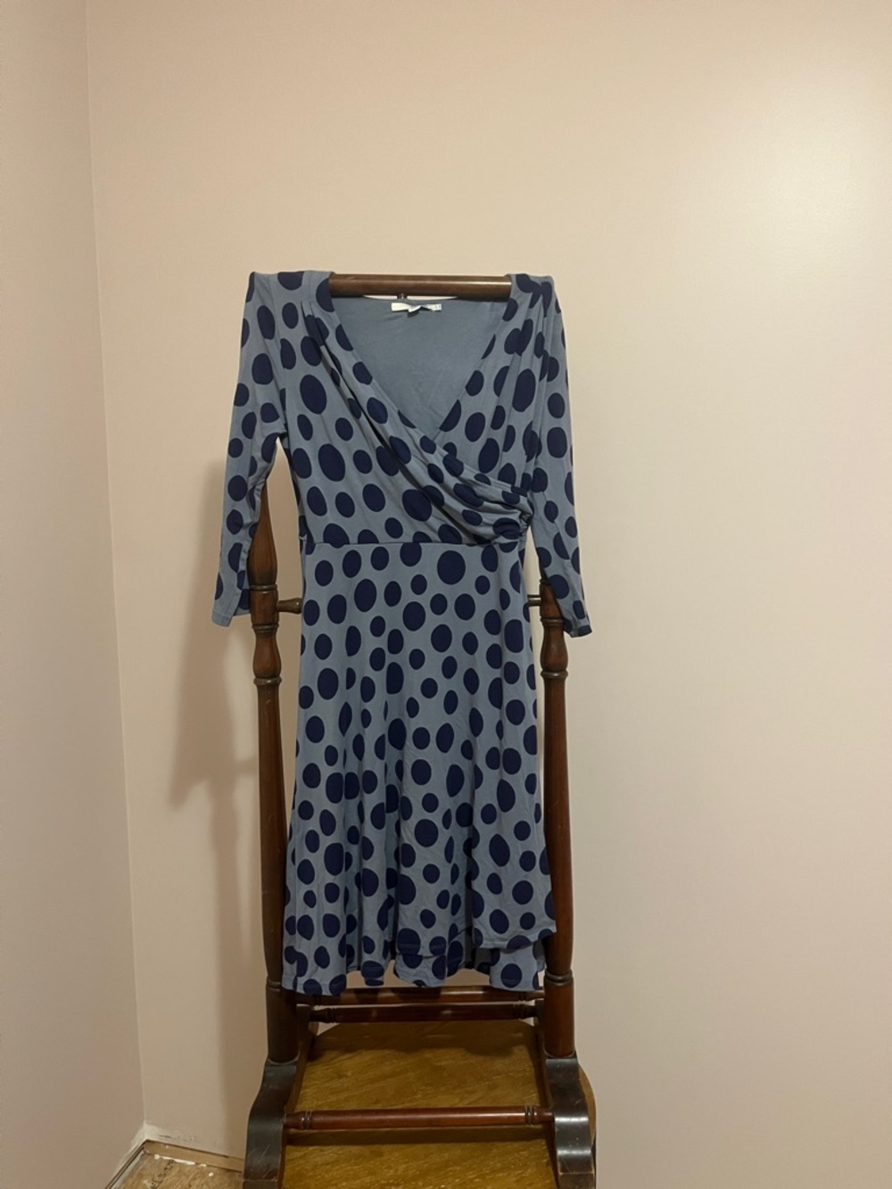 Boden Blue Polka Dot Wrap-Style Midi Dress